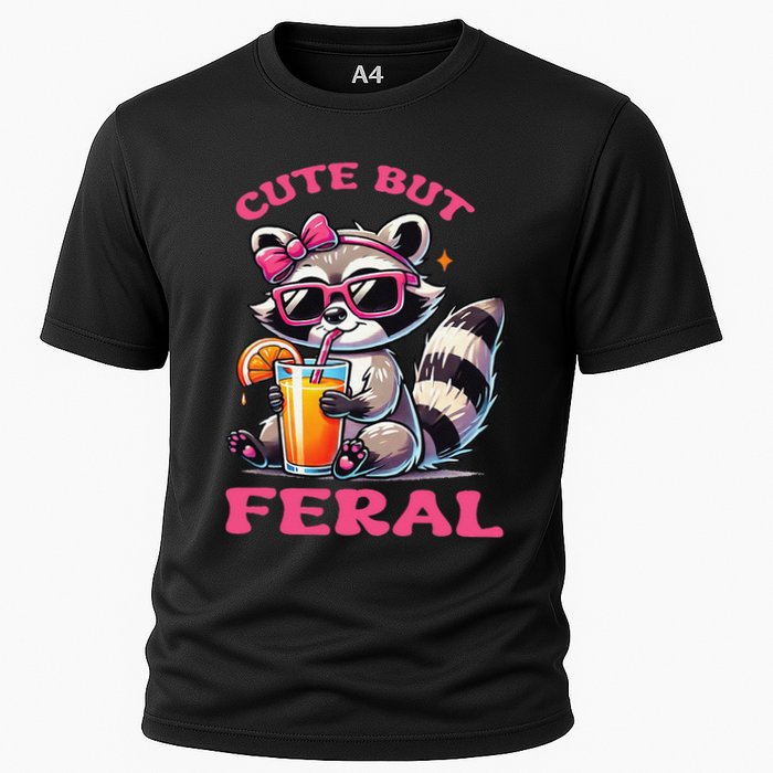Cute But Feral Raccoon Gift Cooling Performance Crew T-Shirt