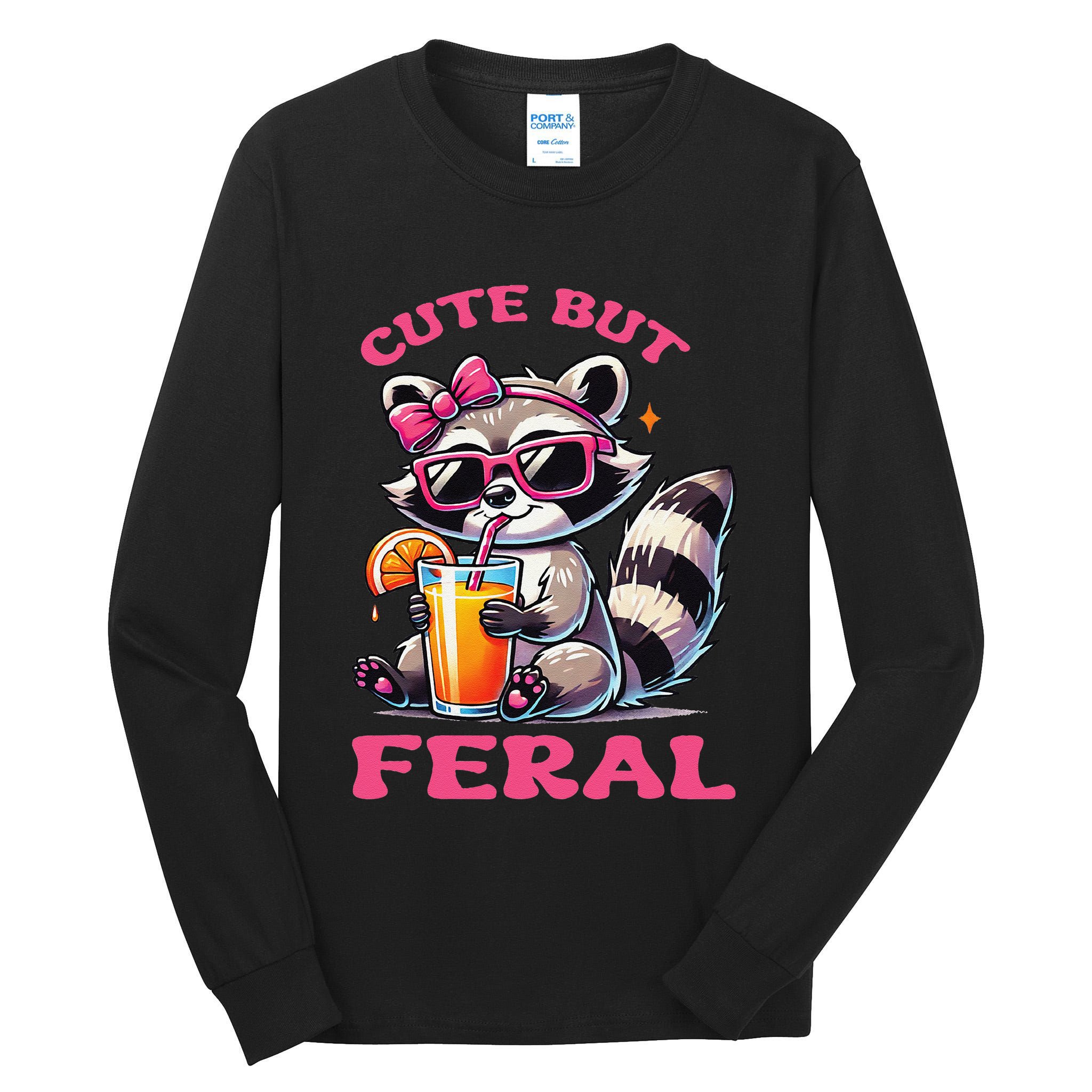 Cute But Feral Raccoon Gift Tall Long Sleeve T-Shirt