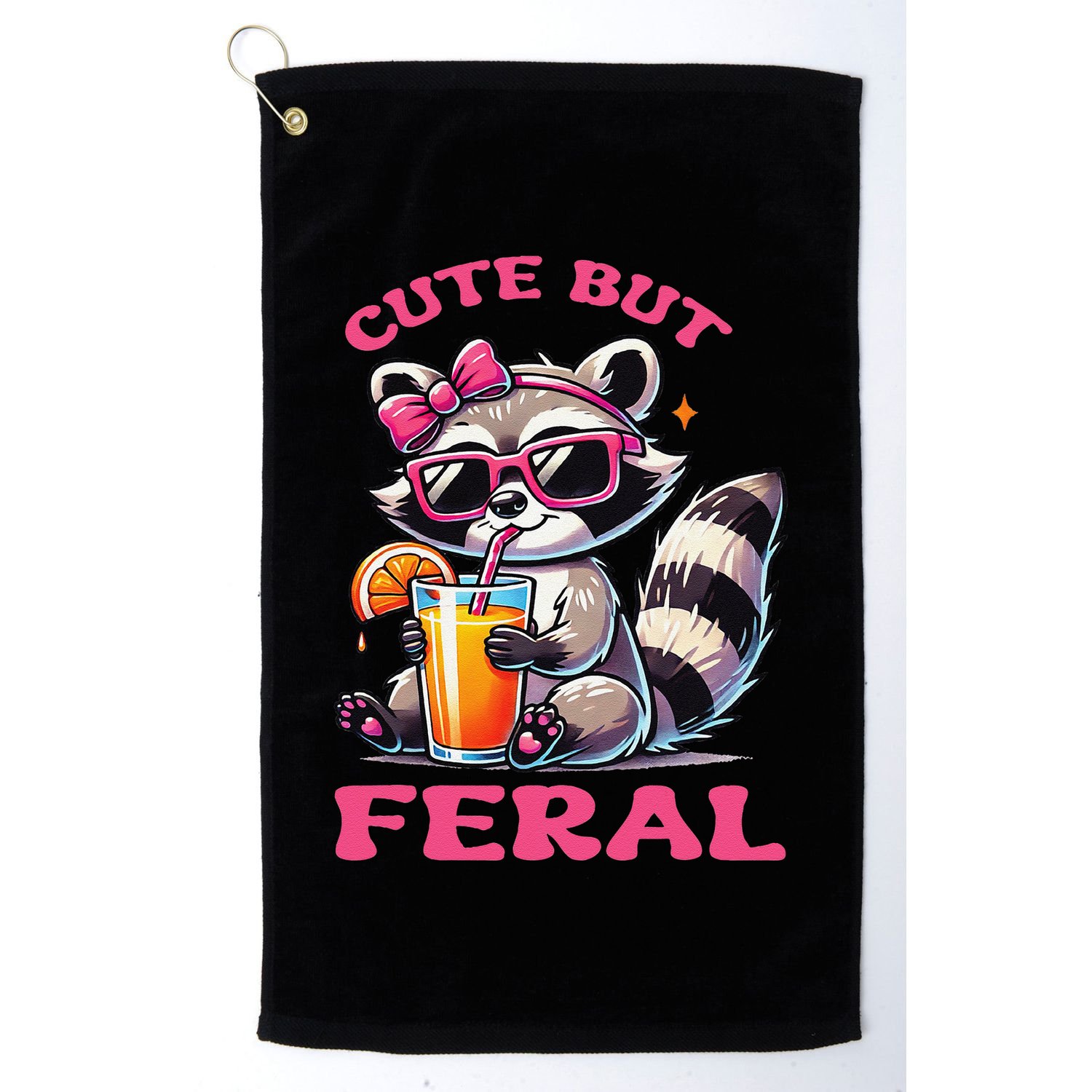 Cute But Feral Raccoon Gift Golf Towel
