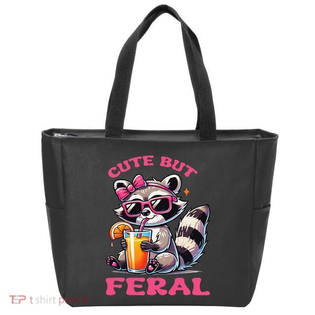 Cute But Feral Raccoon Gift Zip Tote Bag