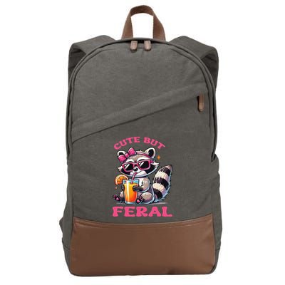 Cute But Feral Raccoon Gift Cotton Canvas Backpack