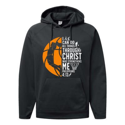 Cool Basketball For  Bible Verse Christian Player Performance Fleece Hoodie