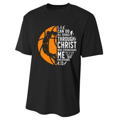 Cool Basketball For  Bible Verse Christian Player Performance Sprint T-Shirt