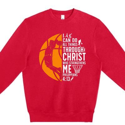 Cool Basketball For  Bible Verse Christian Player Premium Crewneck Sweatshirt