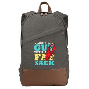 Crawfish Boil Funny Just A Guy With A Fat Sack Crawfish Cotton Canvas Backpack