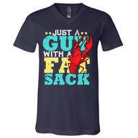 Crawfish Boil Funny Just A Guy With A Fat Sack Crawfish V-Neck T-Shirt