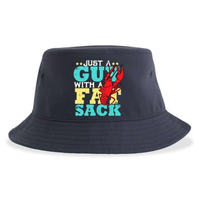Crawfish Boil Funny Just A Guy With A Fat Sack Crawfish Sustainable Bucket Hat