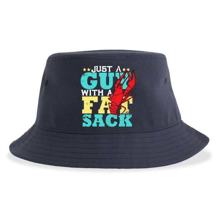 Crawfish Boil Funny Just A Guy With A Fat Sack Crawfish Sustainable Bucket Hat