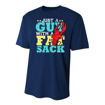 Crawfish Boil Funny Just A Guy With A Fat Sack Crawfish Youth Performance Sprint T-Shirt