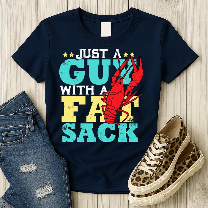 Crawfish Boil Funny Just A Guy With A Fat Sack Crawfish Womens T-Shirt