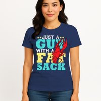Crawfish Boil Funny Just A Guy With A Fat Sack Crawfish Womens T-Shirt