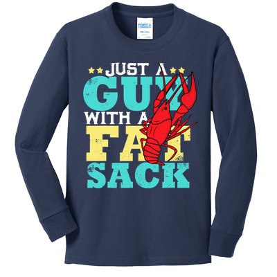 Crawfish Boil Funny Just A Guy With A Fat Sack Crawfish Kids Long Sleeve Shirt