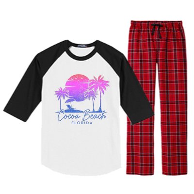 Cocoa Beach Florida Fl Surf Vintage Sunset Surfer Retro Raglan Sleeve Pajama Set