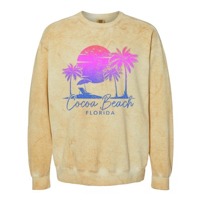 Cocoa Beach Florida Fl Surf Vintage Sunset Surfer Retro Colorblast Crewneck Sweatshirt