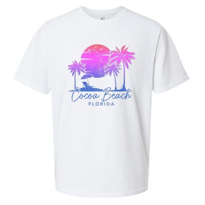 Cocoa Beach Florida Fl Surf Vintage Sunset Surfer Retro Sueded Cloud Jersey T-Shirt