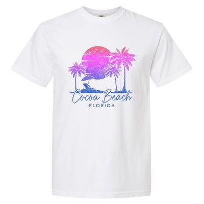 Cocoa Beach Florida Fl Surf Vintage Sunset Surfer Retro Garment-Dyed Heavyweight T-Shirt