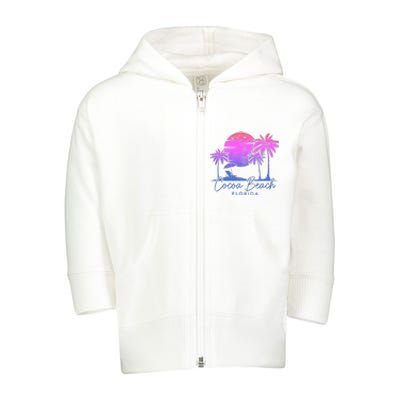 Cocoa Beach Florida Fl Surf Vintage Sunset Surfer Retro Toddler Zip Fleece Hoodie