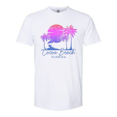 Cocoa Beach Florida Fl Surf Vintage Sunset Surfer Retro Softstyle CVC T-Shirt