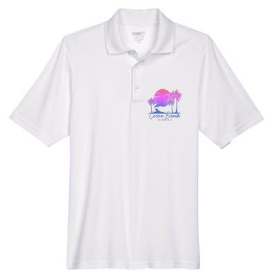 Cocoa Beach Florida Fl Surf Vintage Sunset Surfer Retro Men's Origin Performance Pique Polo