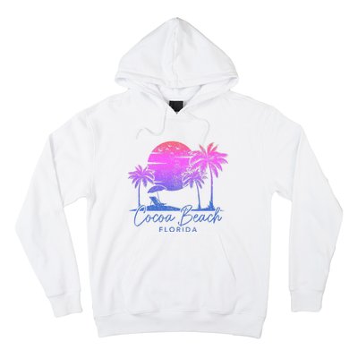 Cocoa Beach Florida Fl Surf Vintage Sunset Surfer Retro Hoodie