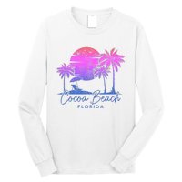 Cocoa Beach Florida Fl Surf Vintage Sunset Surfer Retro Long Sleeve Shirt