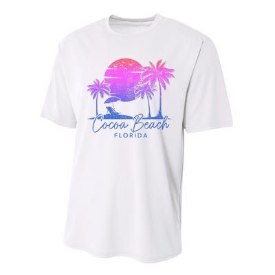 Cocoa Beach Florida Fl Surf Vintage Sunset Surfer Retro Performance Sprint T-Shirt