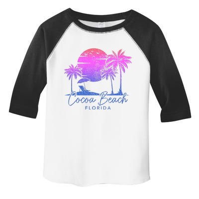 Cocoa Beach Florida Fl Surf Vintage Sunset Surfer Retro Toddler Fine Jersey T-Shirt