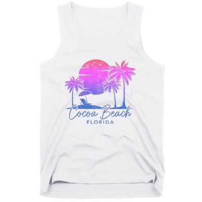 Cocoa Beach Florida Fl Surf Vintage Sunset Surfer Retro Tank Top