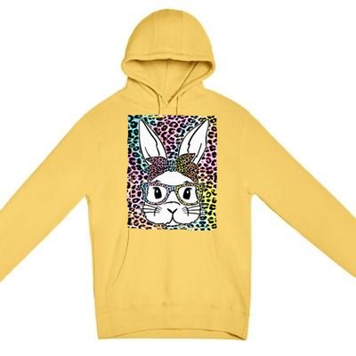 Cute Bunny Face With Leopard Sunglasses Bubblegum Easter Day Great Gift Premium Pullover Hoodie