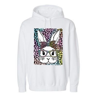 Cute Bunny Face With Leopard Sunglasses Bubblegum Easter Day Great Gift Garment-Dyed Fleece Hoodie