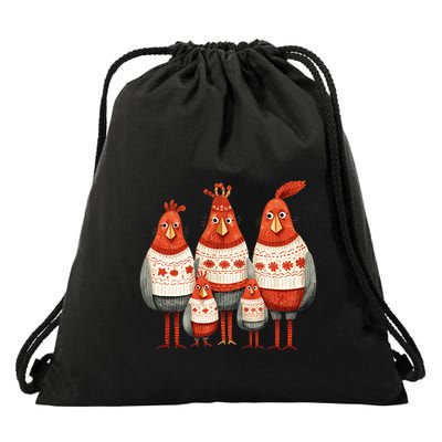 Christmas Bird Family Matching Outfit Drawstring Bag