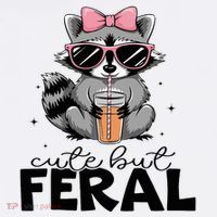 Cute But Feral Funny Colorful Racoon With Sunglasses Racoon T-Shirt