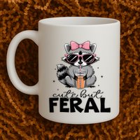 Cute But Feral Funny Colorful Racoon With Sunglasses Racoon Mug
