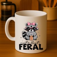 Cute But Feral Funny Colorful Racoon With Sunglasses Racoon Mug
