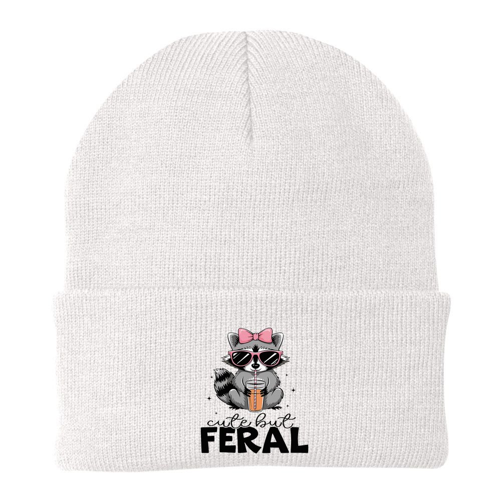 Cute But Feral Funny Colorful Racoon With Sunglasses Racoon Beanie