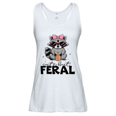 Cute But Feral Funny Colorful Racoon With Sunglasses Racoon Ladies Essential Flowy Tank