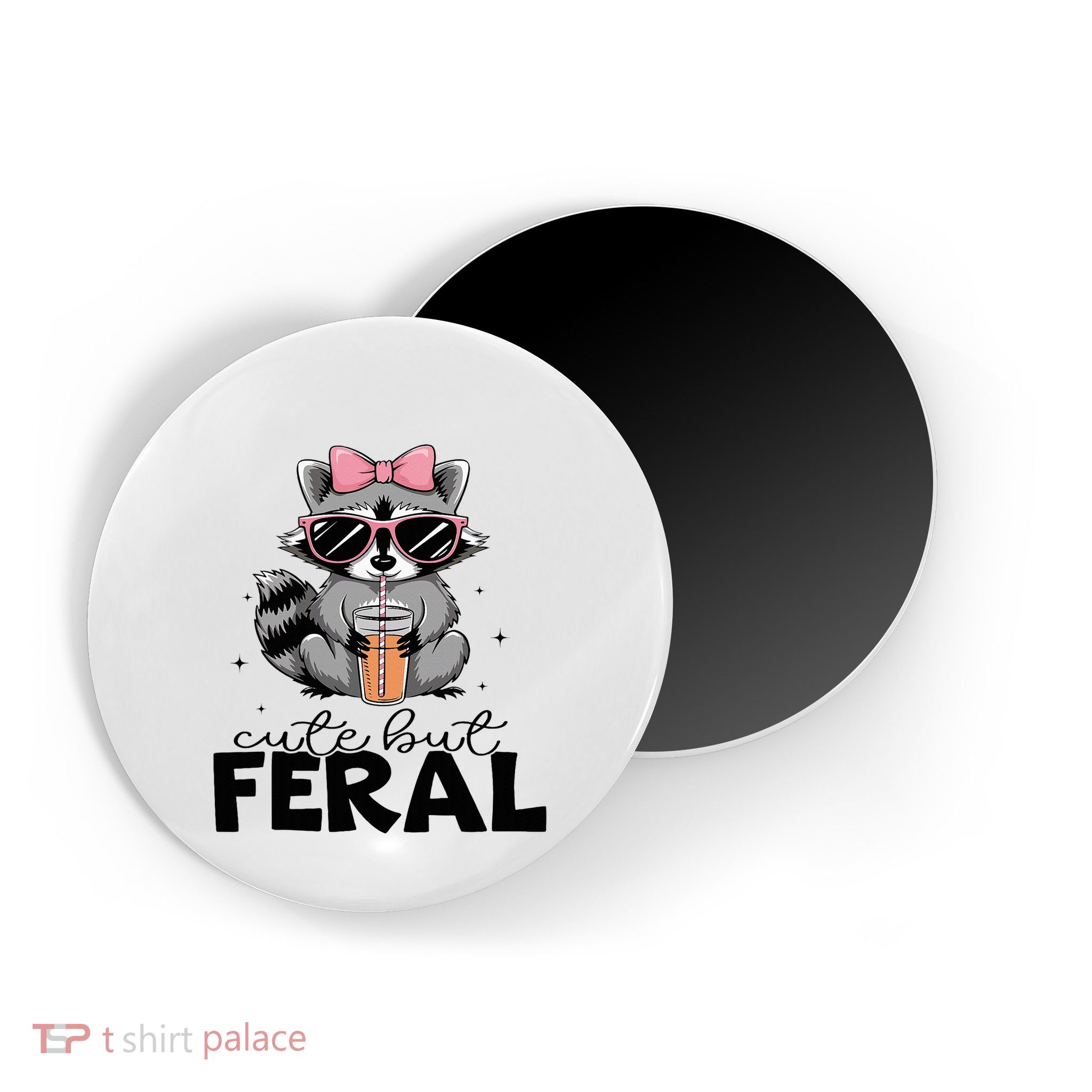 Cute But Feral Funny Colorful Racoon With Sunglasses Racoon Magnet