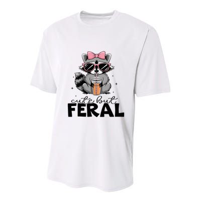 Cute But Feral Funny Colorful Racoon With Sunglasses Racoon Youth Performance Sprint T-Shirt