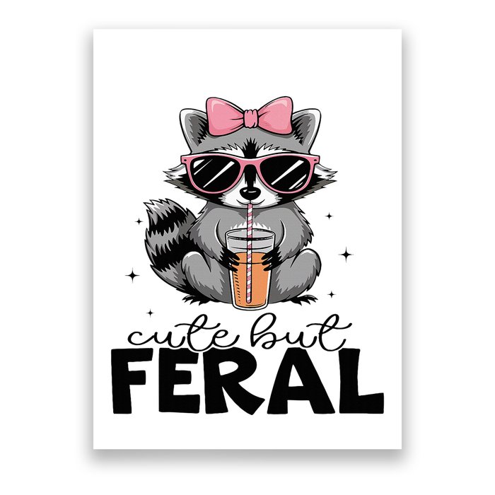 Cute But Feral Funny Colorful Racoon With Sunglasses Racoon Poster