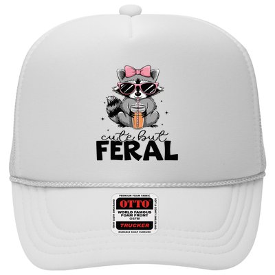 Cute But Feral Funny Colorful Racoon With Sunglasses Racoon Trucker Hat