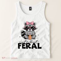Cute But Feral Funny Colorful Racoon With Sunglasses Racoon Tank Top