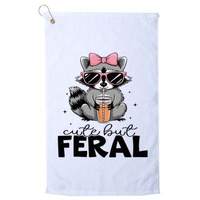 Cute But Feral Funny Colorful Racoon With Sunglasses Racoon Golf Towel