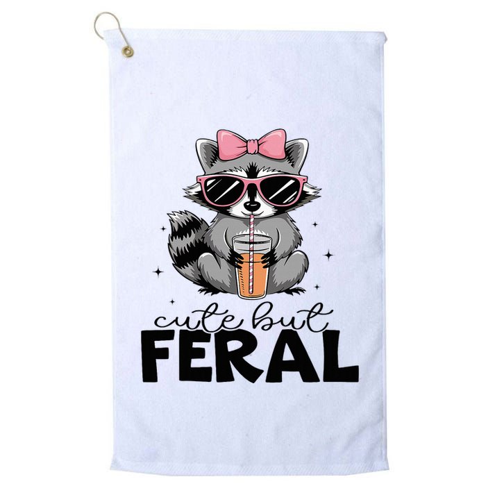 Cute But Feral Funny Colorful Racoon With Sunglasses Racoon Golf Towel