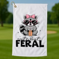 Cute But Feral Funny Colorful Racoon With Sunglasses Racoon Golf Towel