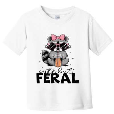 Cute But Feral Funny Colorful Racoon With Sunglasses Racoon Toddler T-Shirt