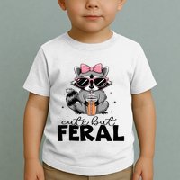 Cute But Feral Funny Colorful Racoon With Sunglasses Racoon Toddler T-Shirt