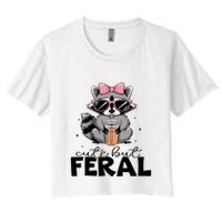 Cute But Feral Funny Colorful Racoon With Sunglasses Racoon Crop Top