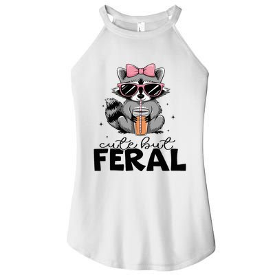 Cute But Feral Funny Colorful Racoon With Sunglasses Racoon Women's Perfect Tri Rocker Tank