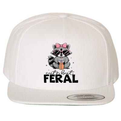 Cute But Feral Funny Colorful Racoon With Sunglasses Racoon Wool Snapback Cap