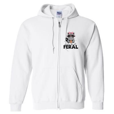 Cute But Feral Funny Colorful Racoon With Sunglasses Racoon Full Zip Hoodie